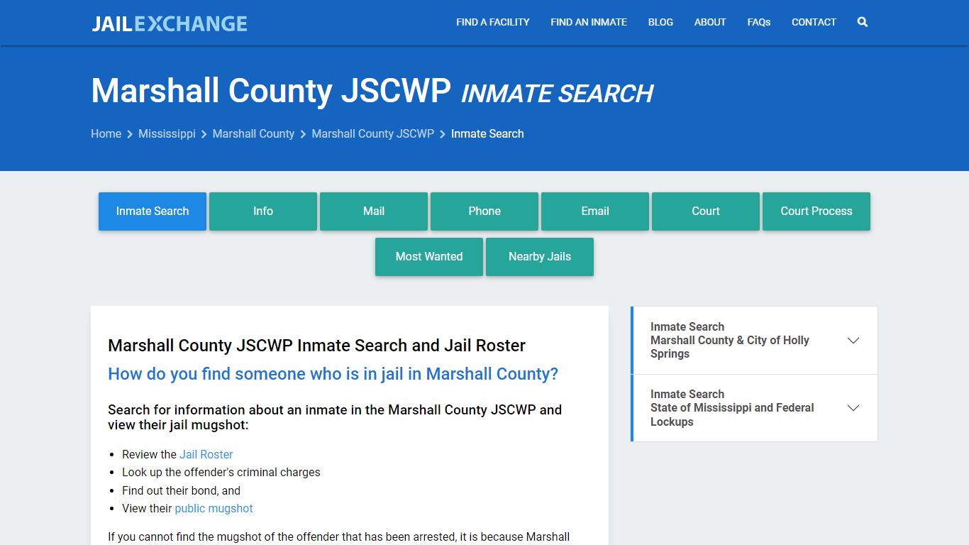 Inmate Search: Roster & Mugshots - Marshall County JSCWP, MS