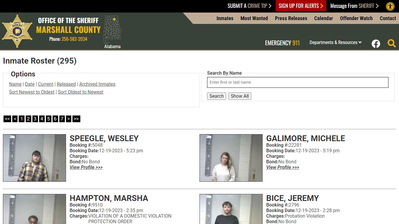 Inmate Roster (317) - Marshall County Sheriff's Office
