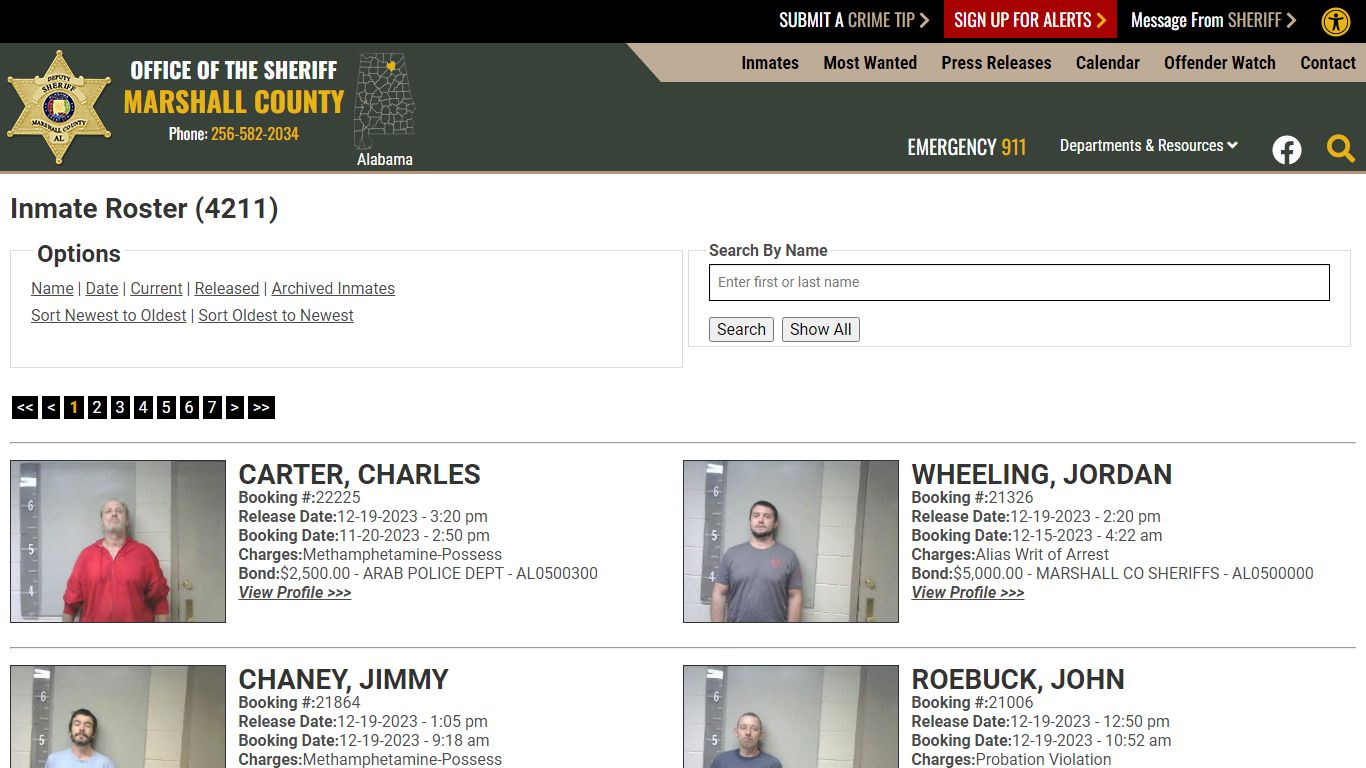 Inmate Roster (4151) - Marshall County Sheriff's Office